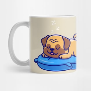 Cute Pug Dog Sleeping On Pillow Cartoon Mug